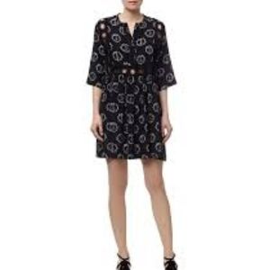 SANDRO Printed Mini Dress Size: L Black